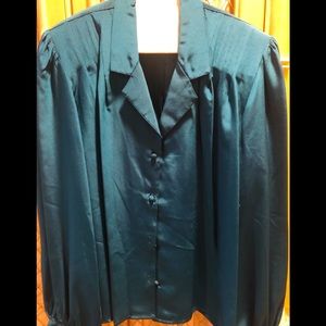 Ladies Teal button down BLOUSE Sz medium